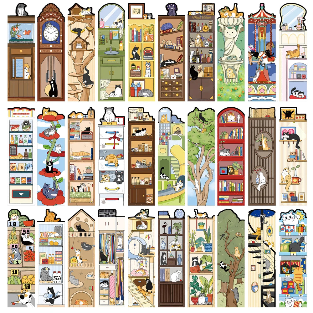 Nookly Whimsical Cat World Bookmarks
