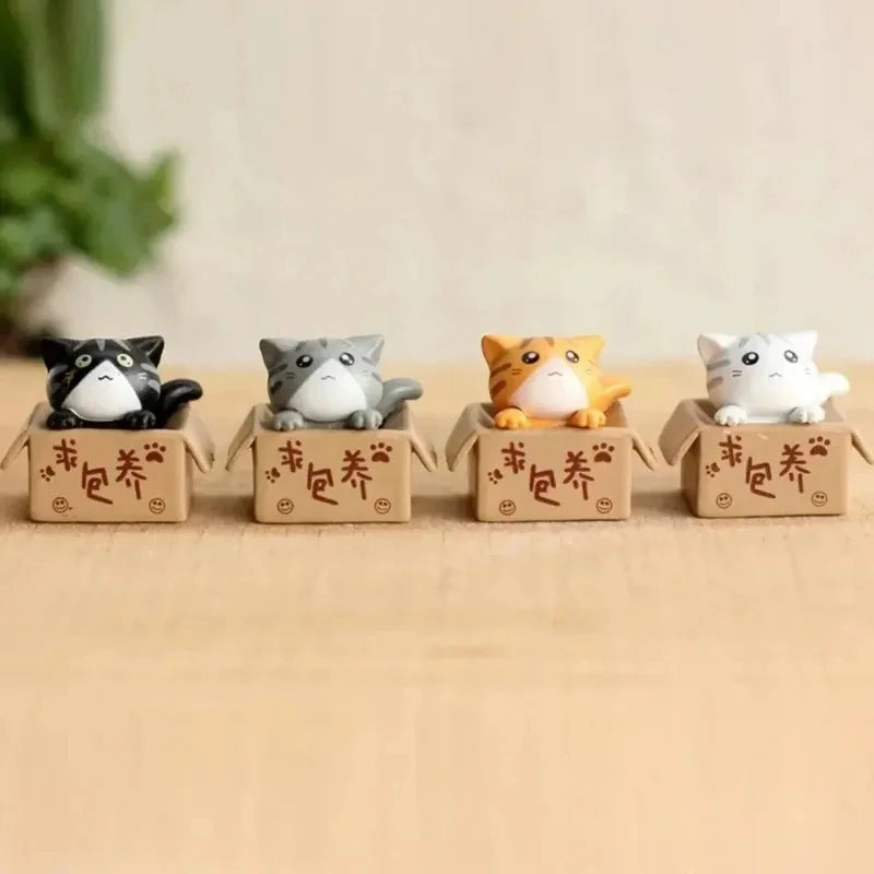 Nookly Miniature Kawaii Kitten Figurines for Desk Décor