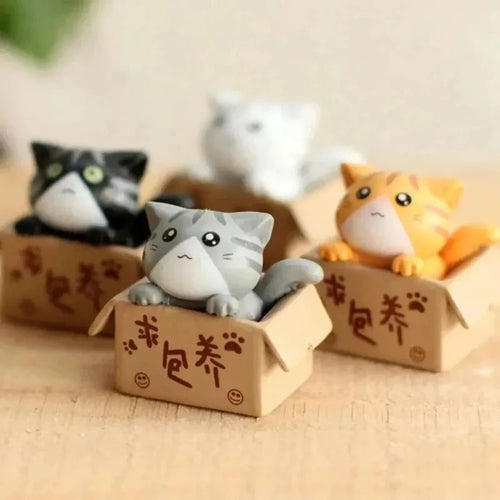 Nookly Miniature Kawaii Kitten Figurines for Desk Décor